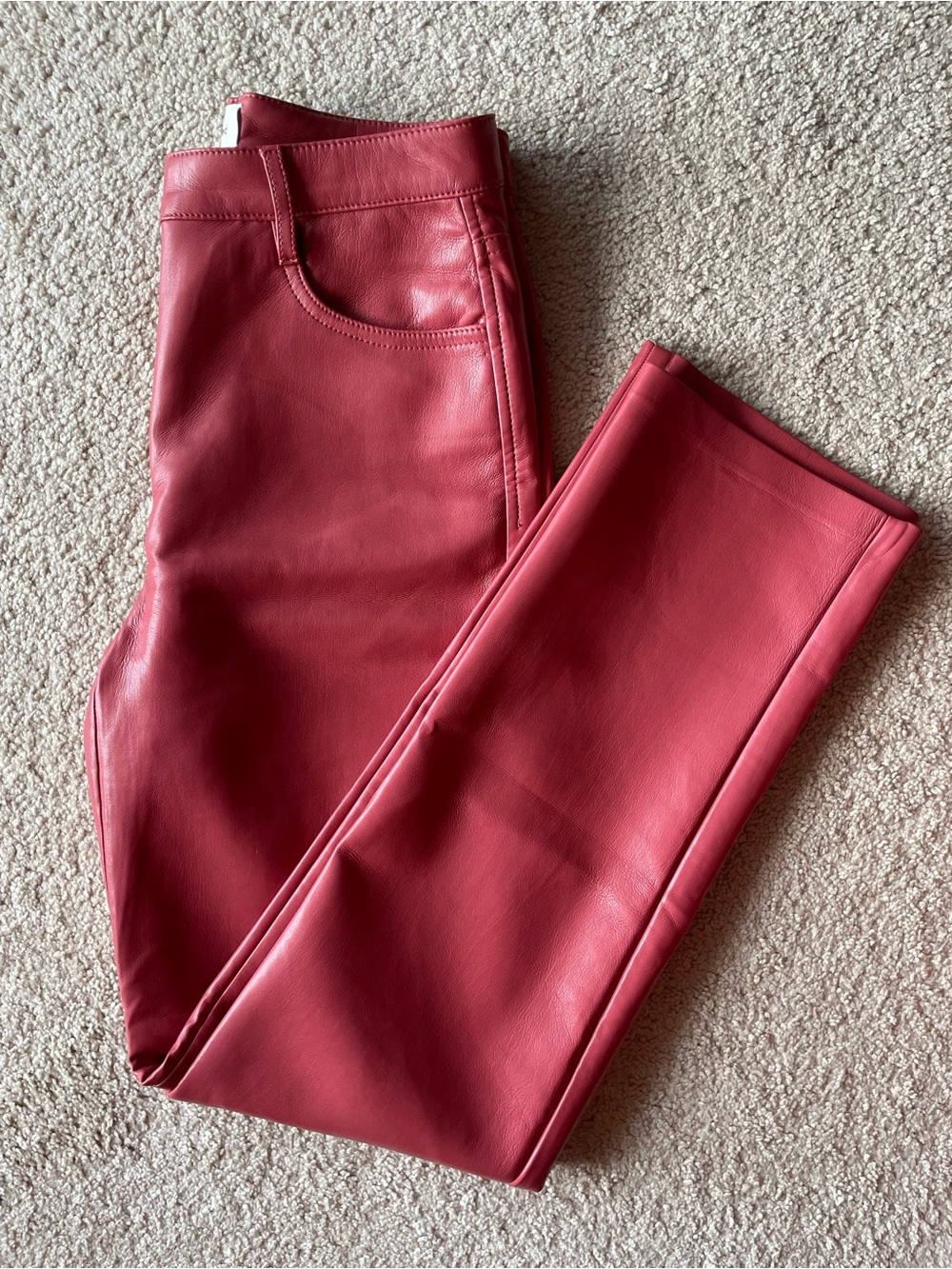 Wilfred Free Leather Pants Straight Strawberry Rose Women Size 2 Business Casual
